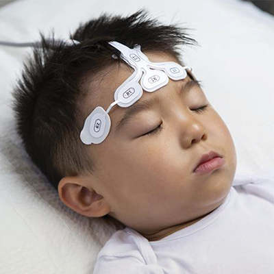 child patient with masimo sensor on forehead
